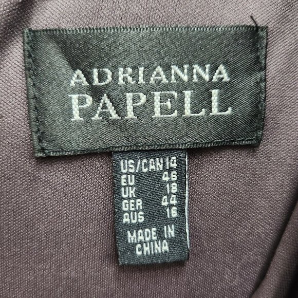 Adrianna Papell Womens Cocktail Dress Size 14 Brown Flat Ruffle Lace Surplice - Picture 4 of 10